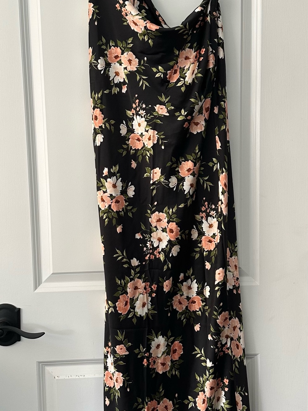 Old Navy Black Dress with Peach and White Floral Motif
